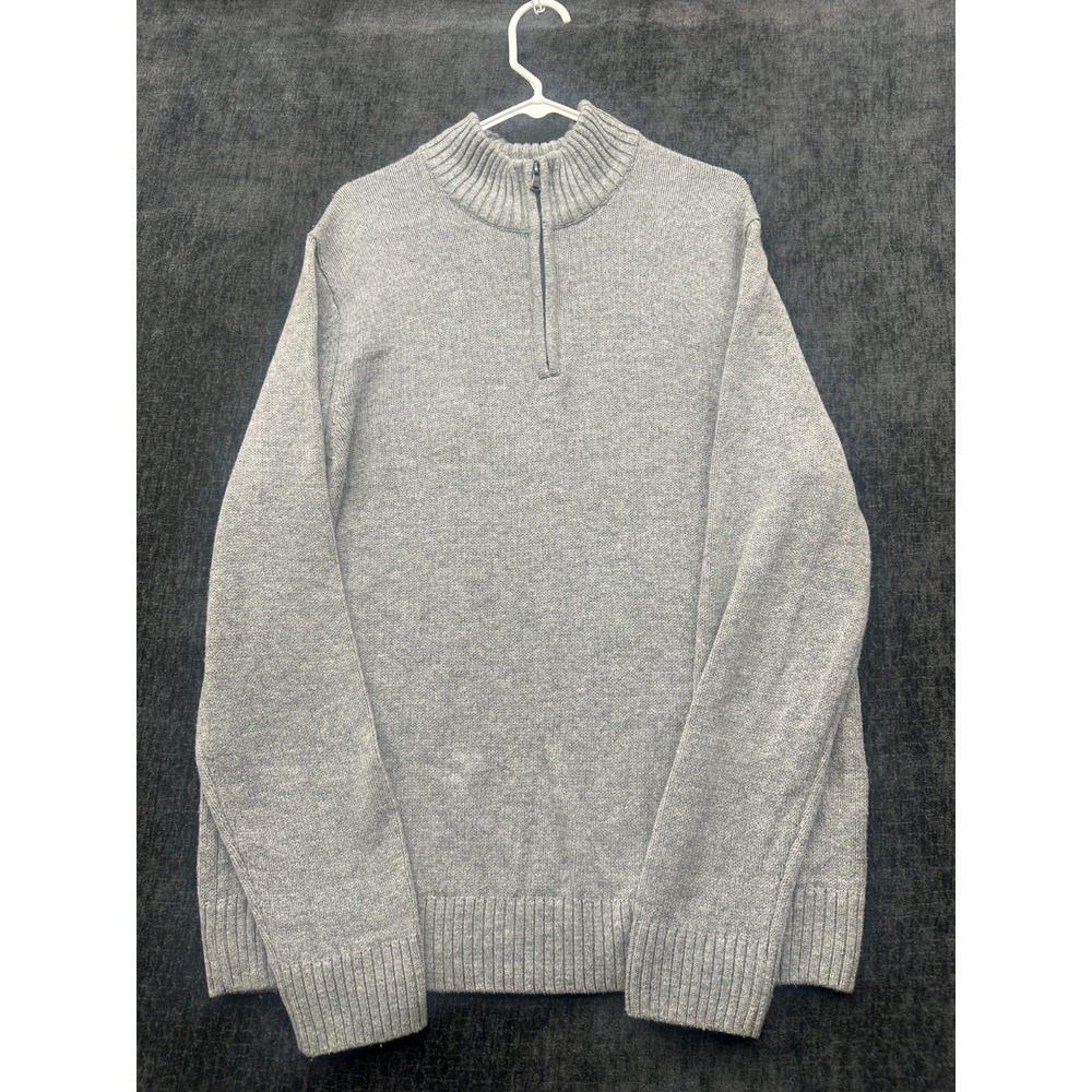 Sonoma Goods For Life Sweater Mens XL Gray Chunky Knit Ribbed Mock Neck 1/4 Zip
